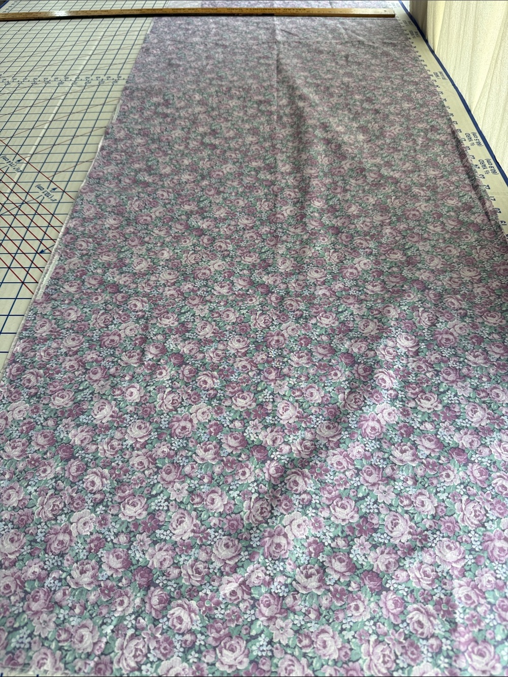 Vintage Peter Pan Fabrics Rose Floral Cotton 1 1/3+ Yds x 42 Mauve Lavender - Picture 4 of 12